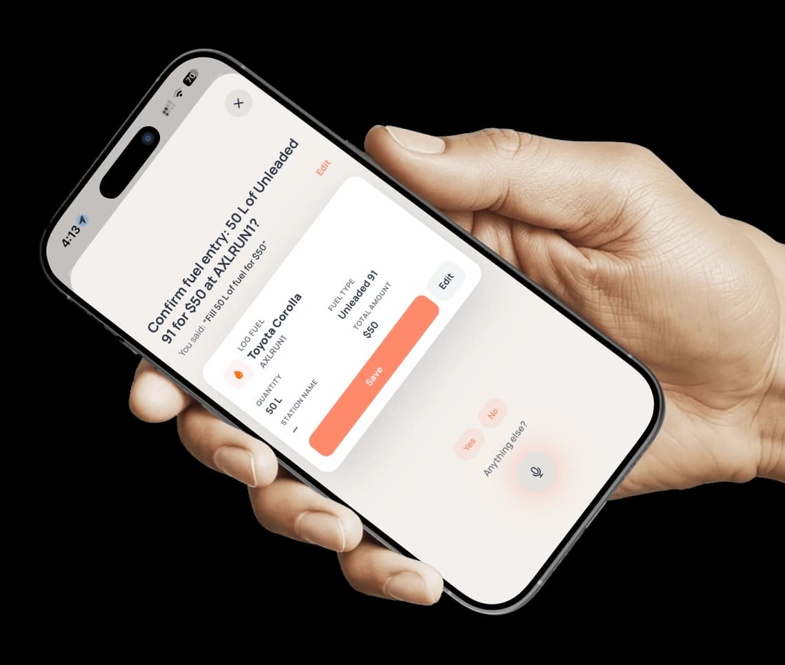 Phone showing the Axlerun ai voice assistant screen