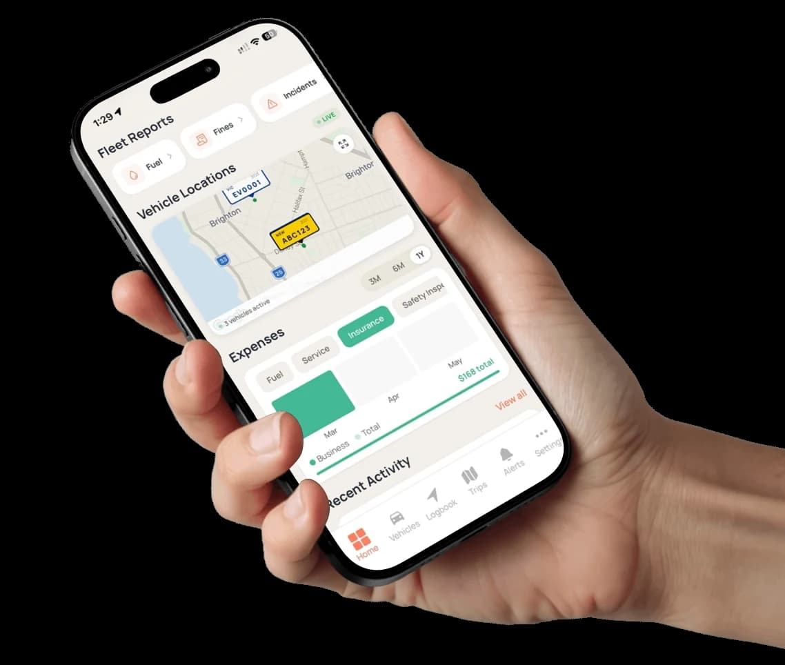 Phone showing the Axlerun gps fleet tracking screen