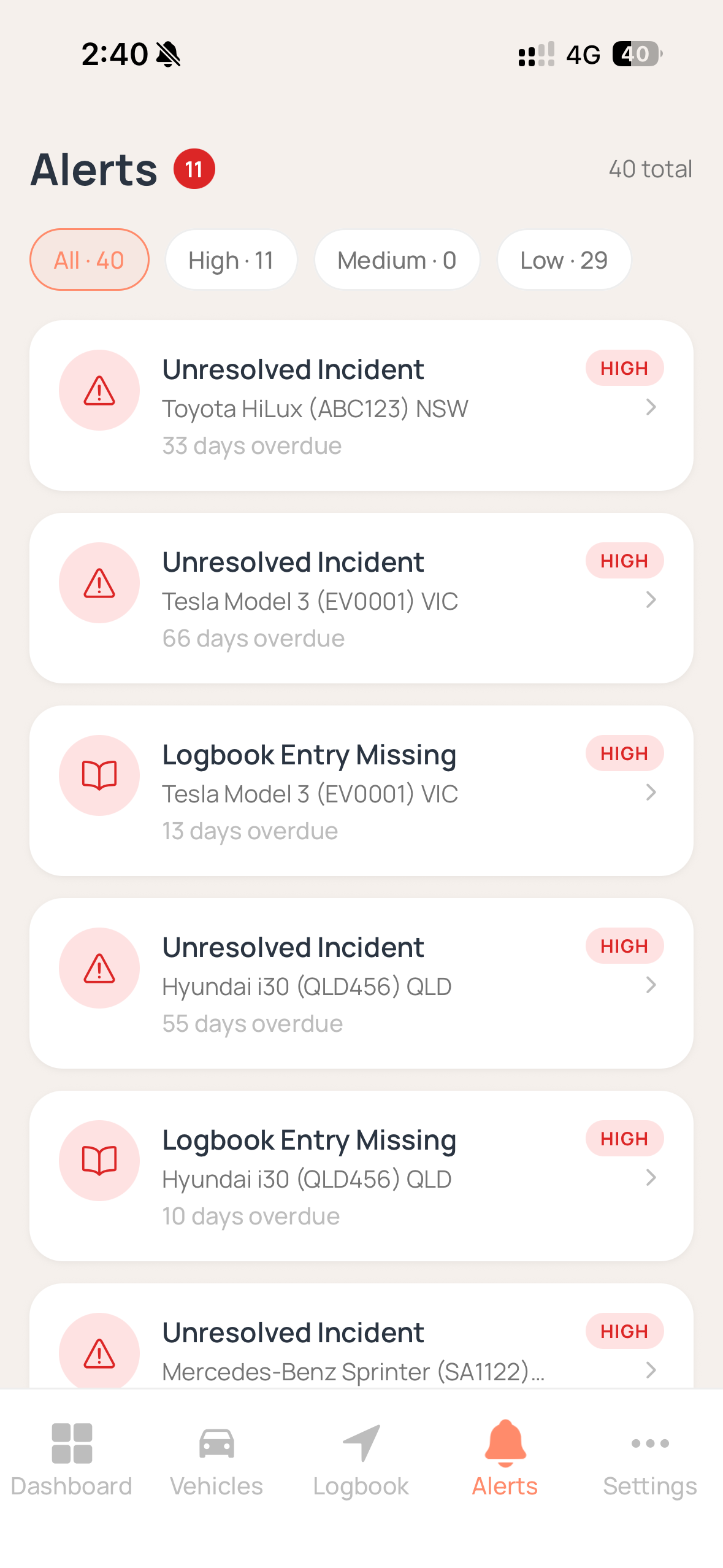 Axlerun Interface for Compliance & Risk Management - Fleet Management Software