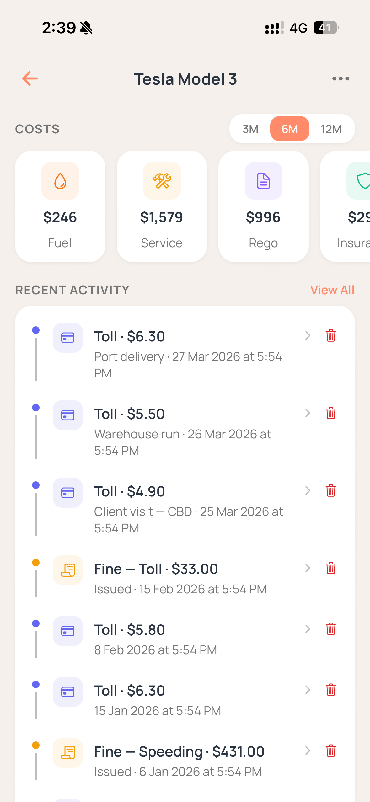 Axlerun Interface for Digital Record Keeping - Fleet Management Software